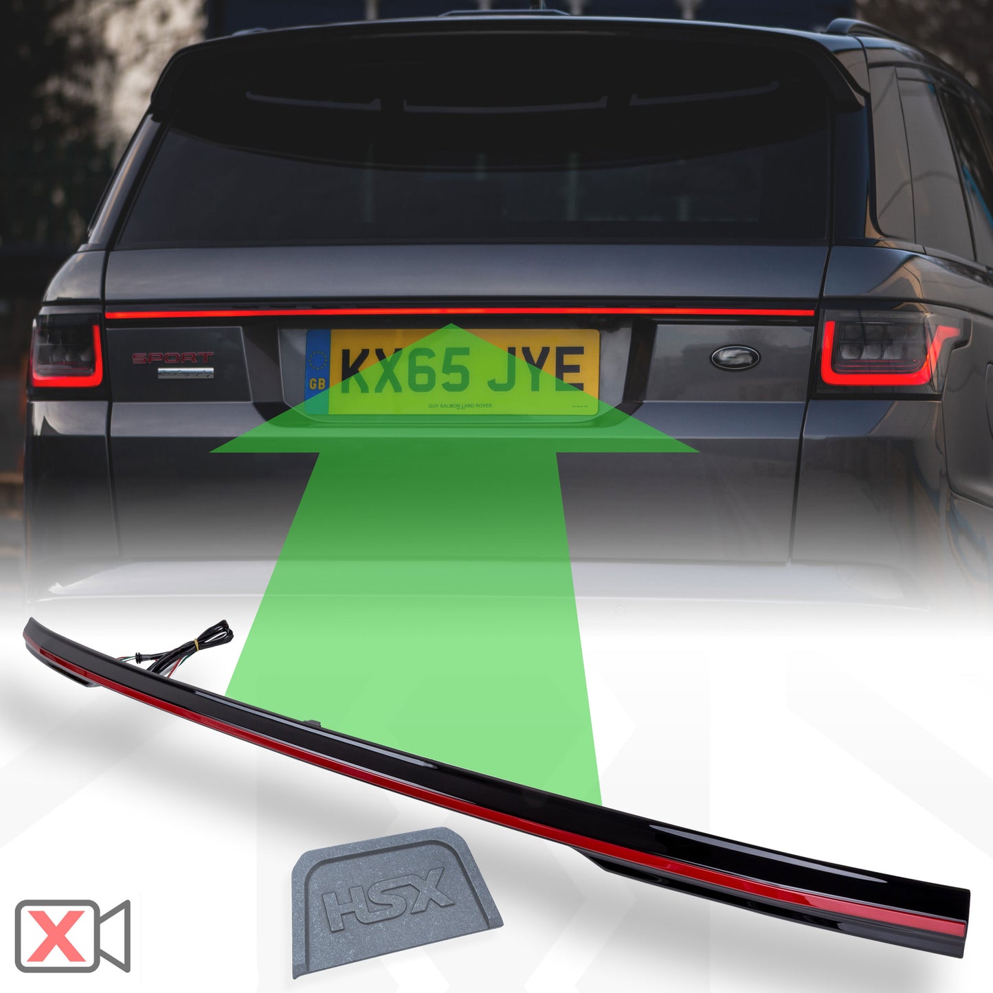 Rear Tailgate LED Lightbar for Range Rover Sport L494 WITHOUT reverse camera - RED Lens