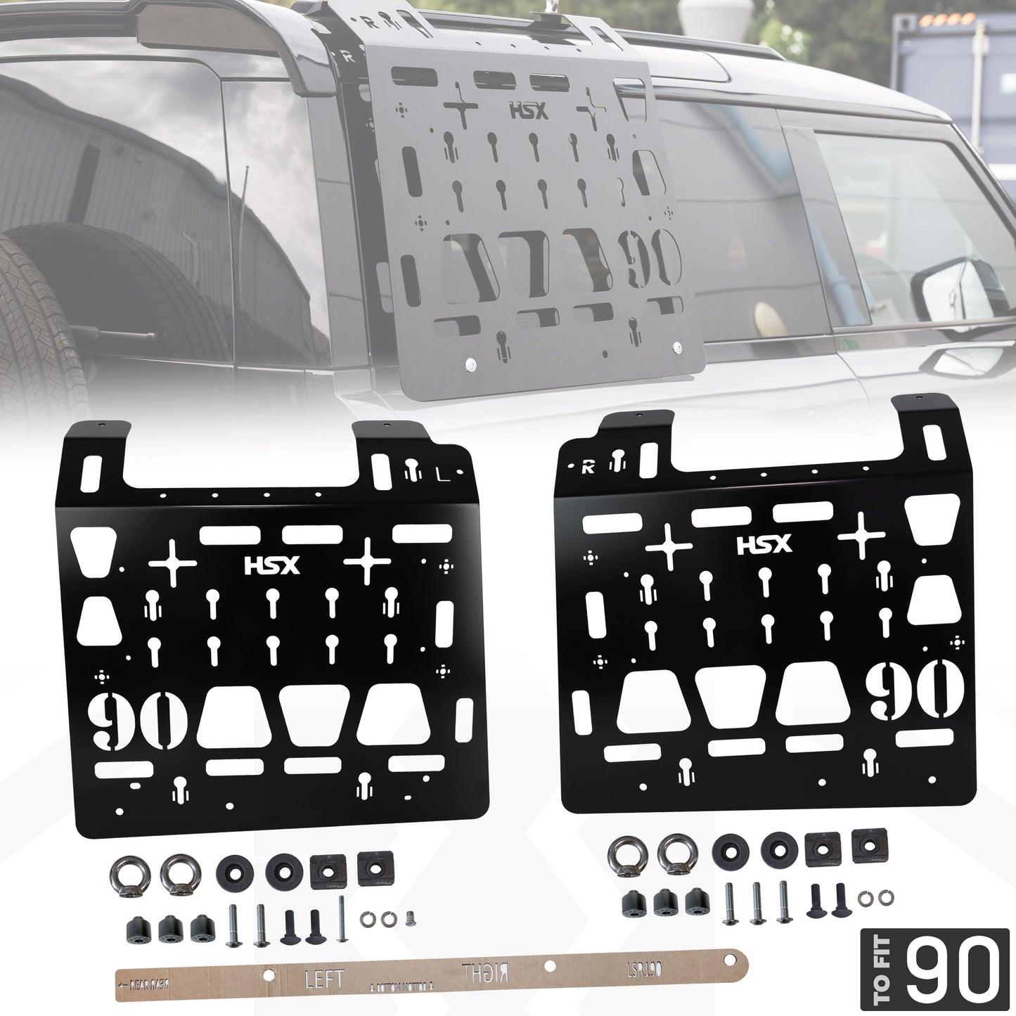 Molle Plate Kit - Black - Mix Design - PAIR - for Land Rover Defender L663 (90 Model)