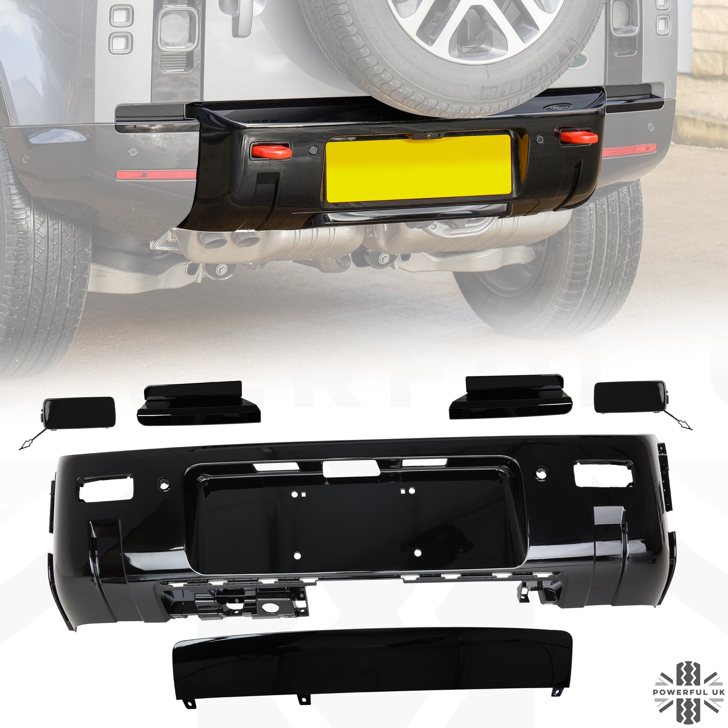 Rear Bumper Kit for Land Rover Defender L663 - Gloss Black