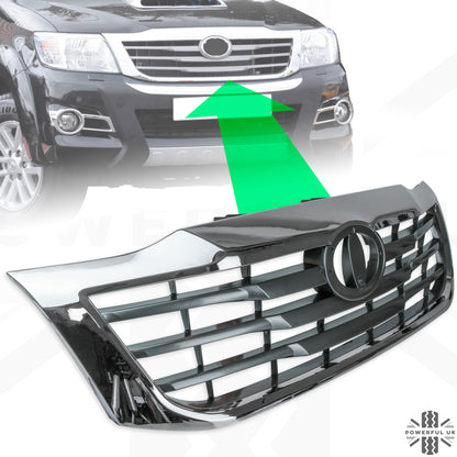 Front Grille - Chrome & Grey - for Toyota Hilux Mk7 Vigo Champ