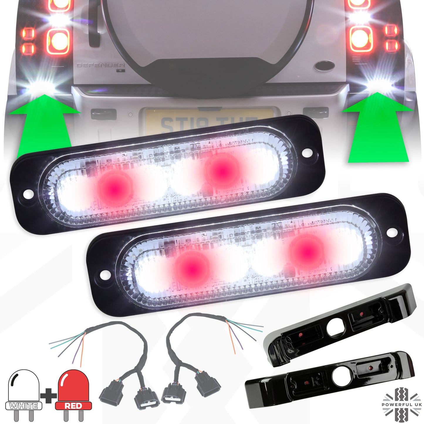 LED rear light upgrade kit for Land Rover Defender L663 - White + Red