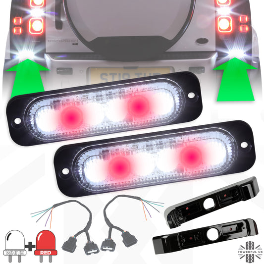 LED rear light upgrade kit for Land Rover Defender L663 - White + Red