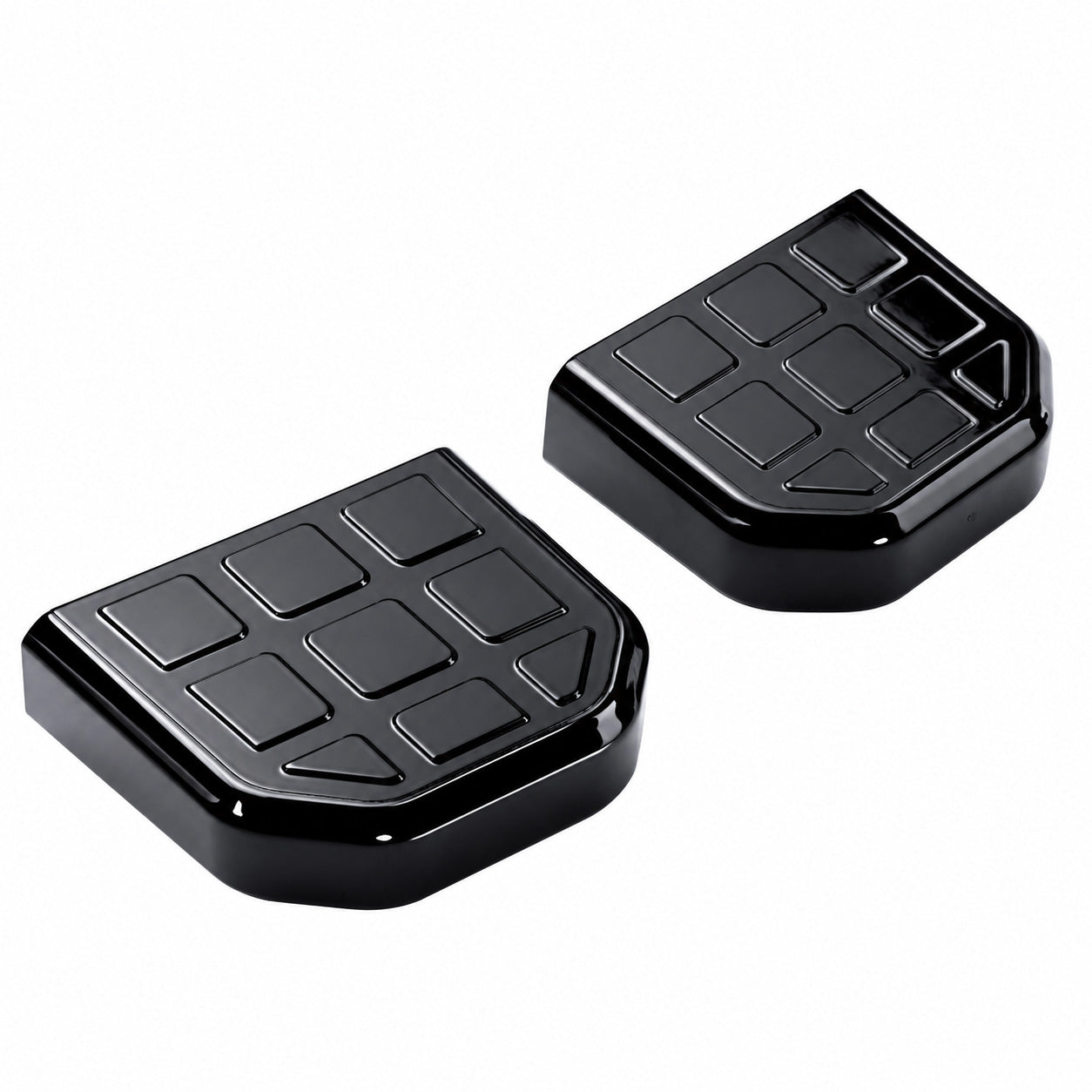 2x Tow Eye Covers for Land Rover Defender L663 - Square Patterned Top - Gloss Black