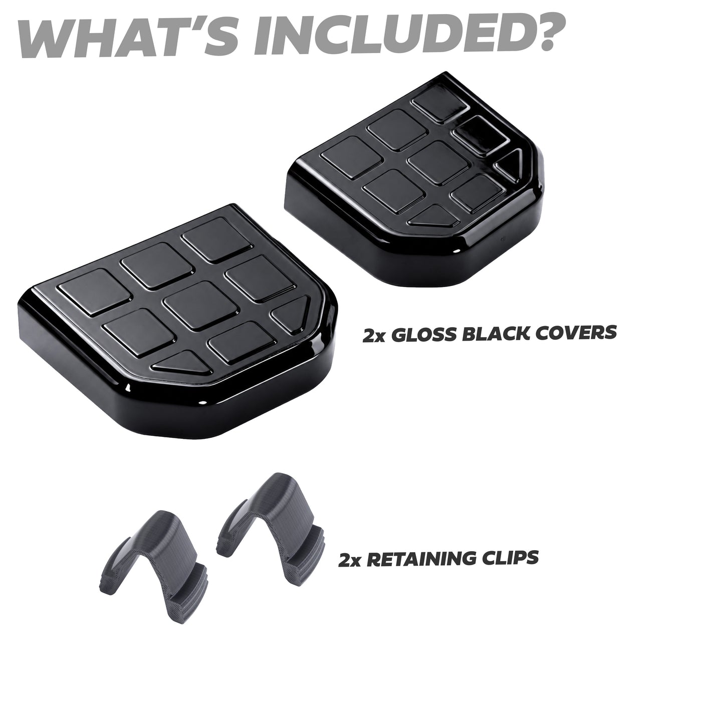 2x Tow Eye Covers for Land Rover Defender L663 - Square Patterned Top - Gloss Black