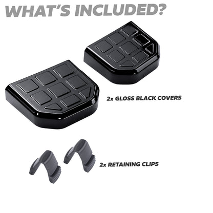 2x Tow Eye Covers for Land Rover Defender L663 - Square Patterned Top - Gloss Black