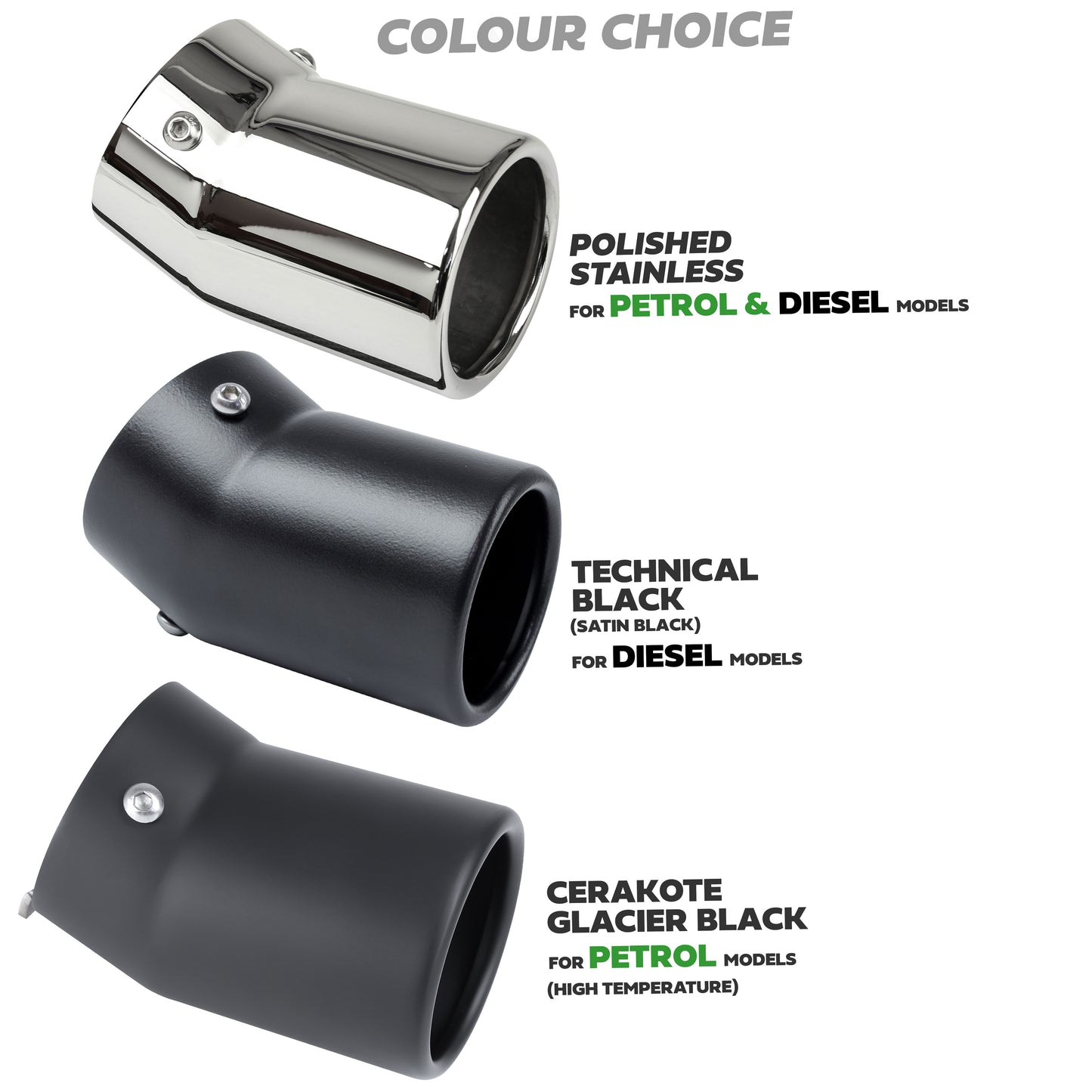 Exhaust Tips for Land Rover Defender L663 (for 55mm exhaust) - Technical Black (for DIESEL)