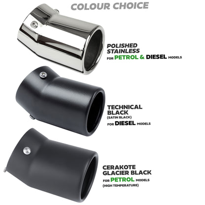 Exhaust Tips for Land Rover Defender L663 (for 55mm exhaust) - Technical Black (for DIESEL)