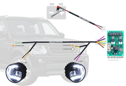 Full "2in1" LED Fog Lamp & DRL Kit with wiring for Land Rover Discovery 3