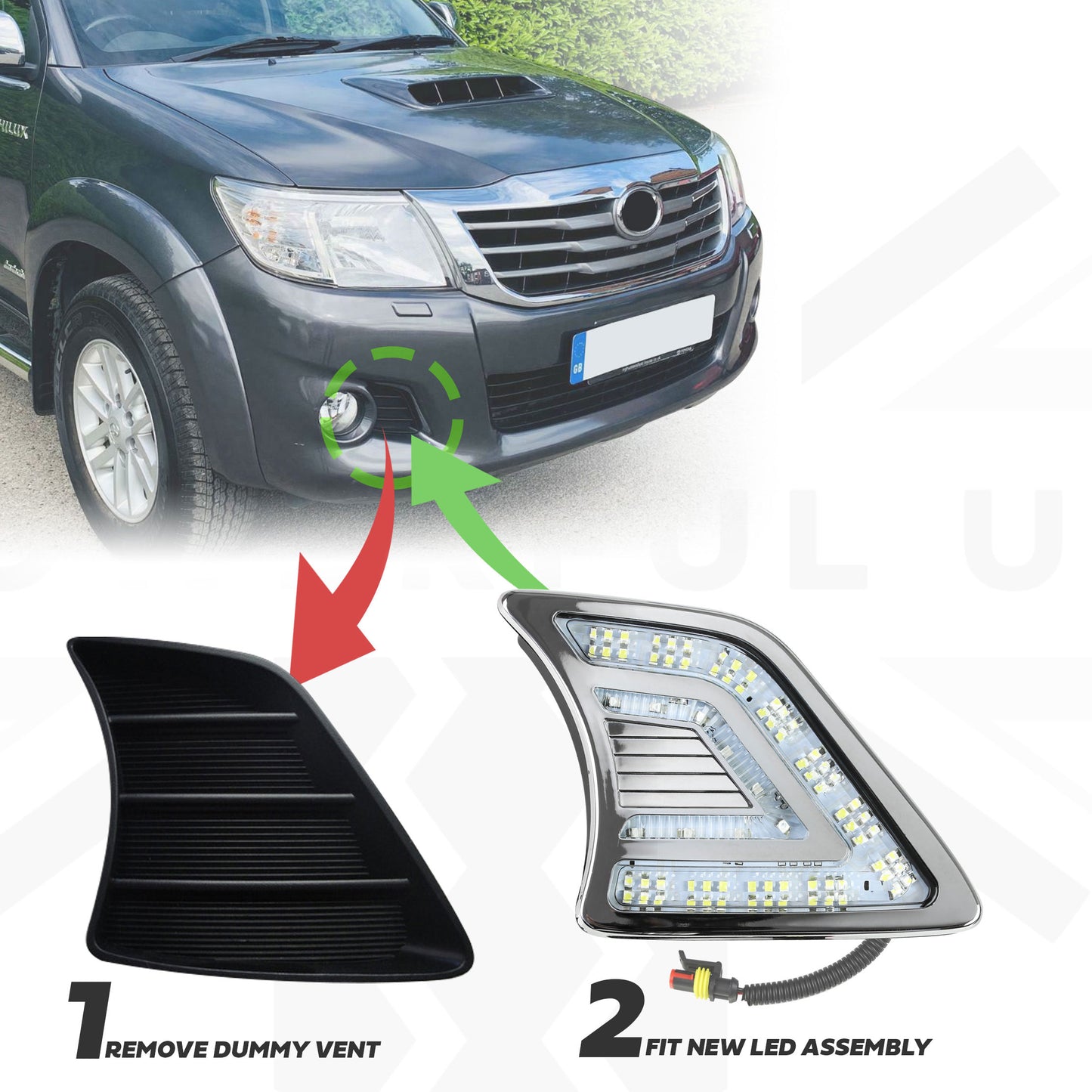 Toyota Hilux Mk7 (2011-15) Front Bumper Vent LED Light Kit