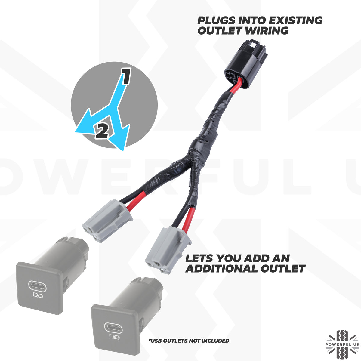 1x Rear Passenger Power Outlet Splitter Loom for Land Rover Defender L663