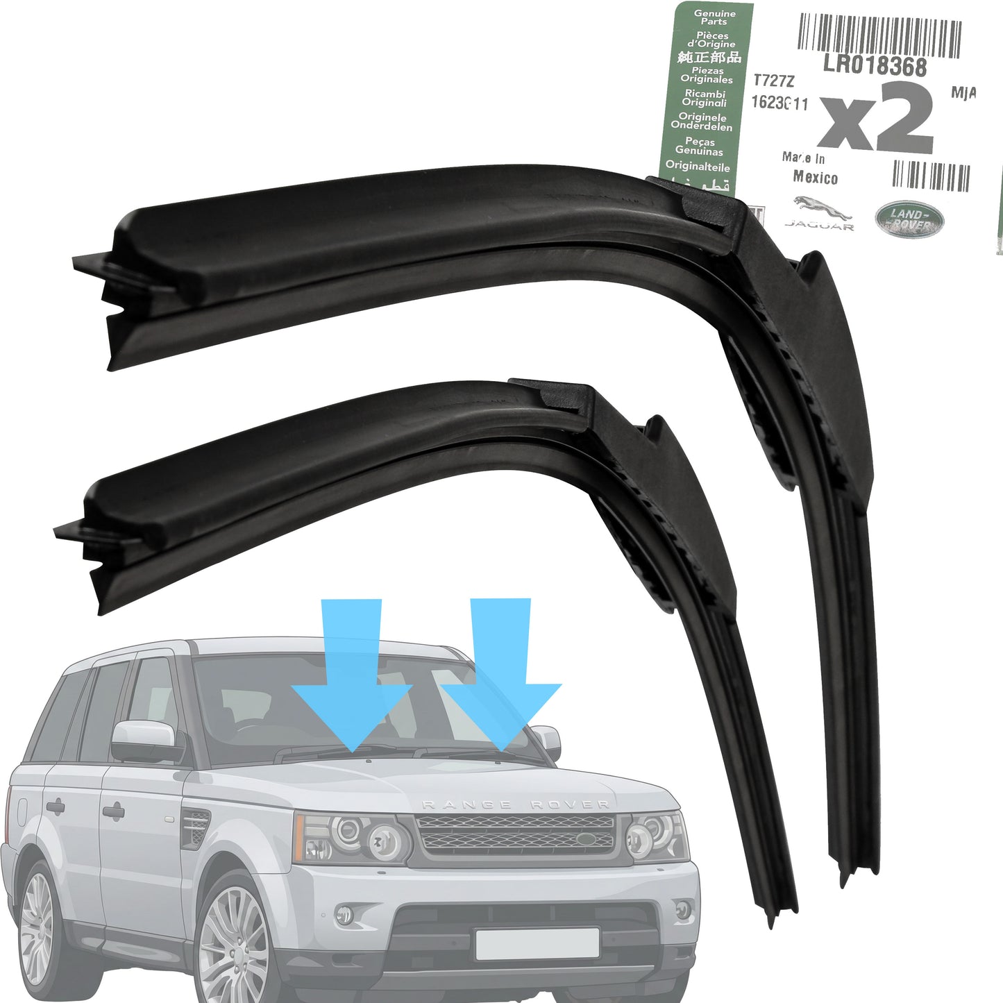 2 Genuine Windcreen Wiper Blades for Range Rover Sport L320 Front