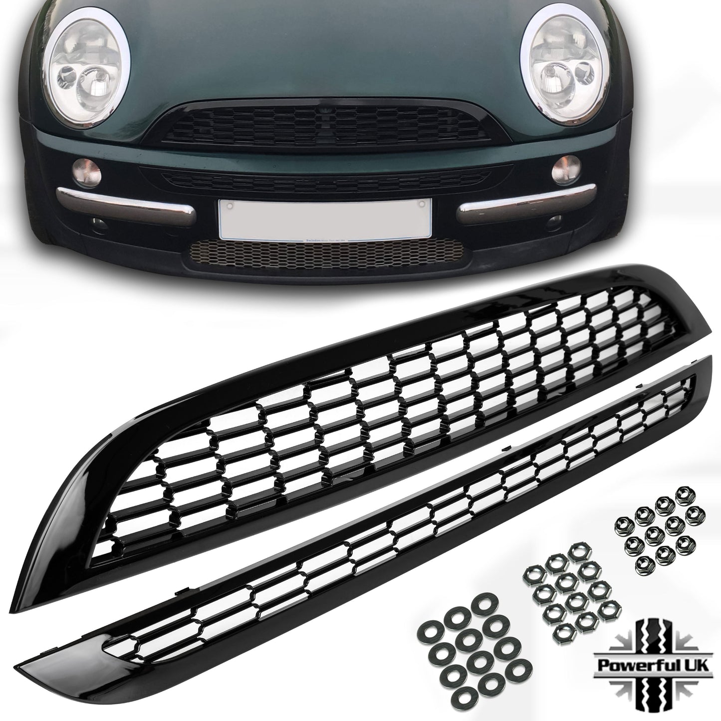 Front Grille Kit 2001-06 - Gloss Black Mesh - for BMW Mini