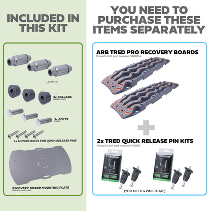 Recovery Board Spare Wheel Mount Kit for Land Rover Defender L663 - for ARB Tred Pro