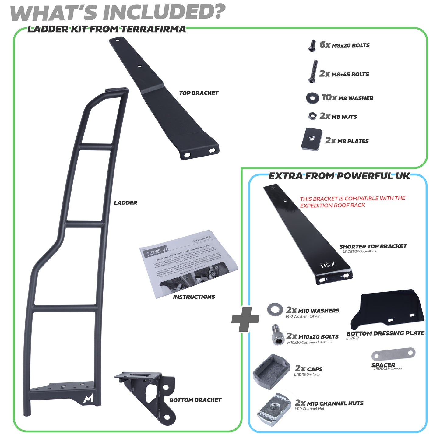 Terrafirma Rear Ladder + Powerful UK Top Plate for Land Rover Defender L663