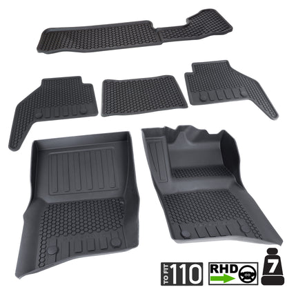 Rubber Floor Mat Set - Genuine - for Land Rover Defender L663(110 models) - RHD - 7 seat