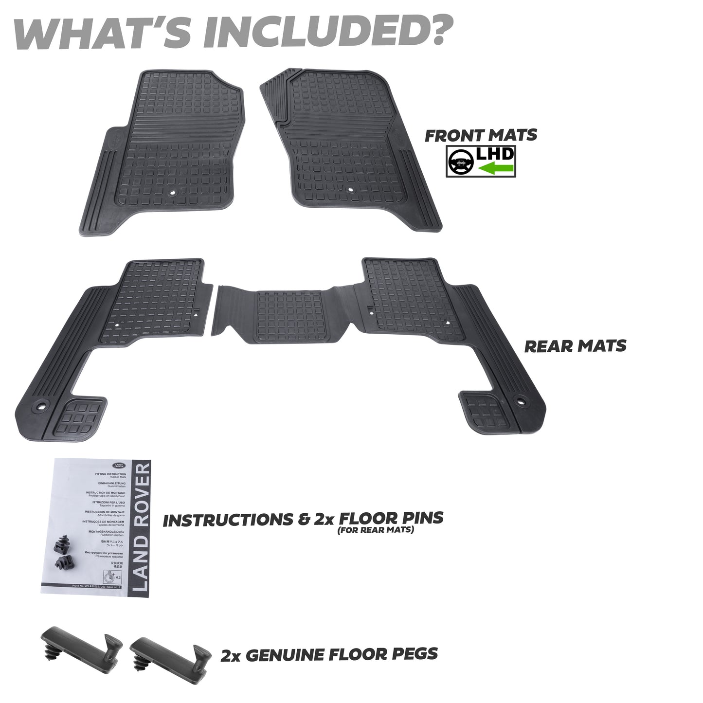 Rubber Floor Mat Set (Genuine) - LHD - for Land Rover Discovery 3