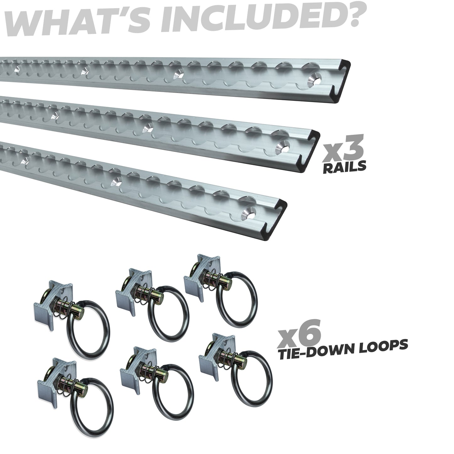 3x Cargo Track/Rails + 6x Tie-down loops - Narrow Type
