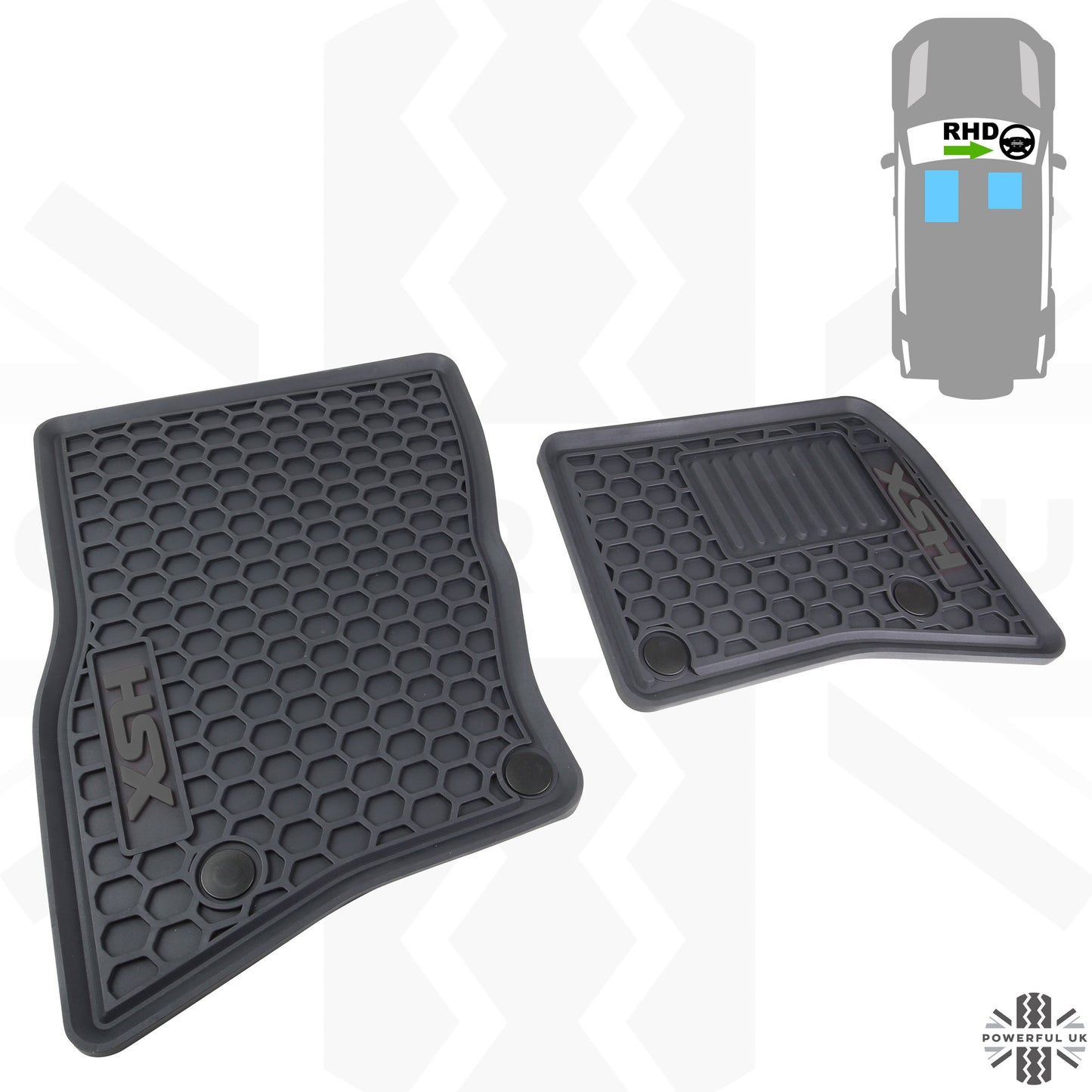Rubber Floor Mat 2pc Set - Front Mats Only - for Land Rover Defender L663 - RHD