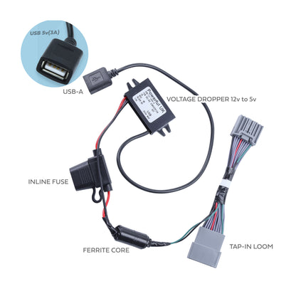 Dash Cam Overhead Console Wiring Kit for Land Rover Discovery Sport L550 - USB-A