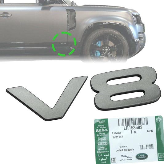 1x Genuine 'V8' Badge for Land Rover Defender L663 - Shadow Atlas