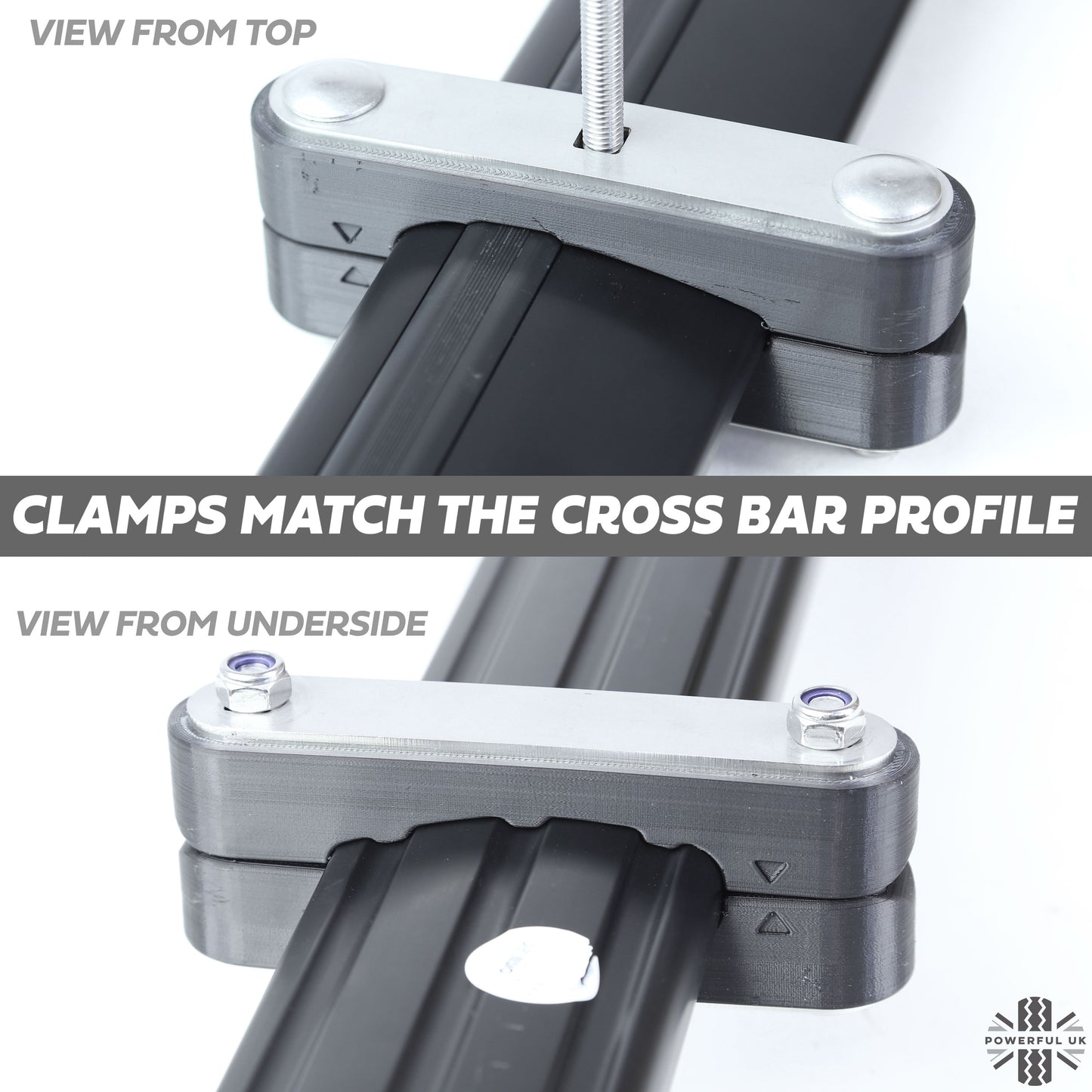 Roof Cross Bar Mount Clamp Kit for VW Transporter T5 & T6 Van - Kit A - Zinc Plated Top