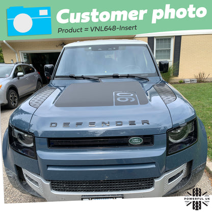 Bonnet Decal '90+110+130' - Aftermarket (Longer) for Land Rover Defender L663