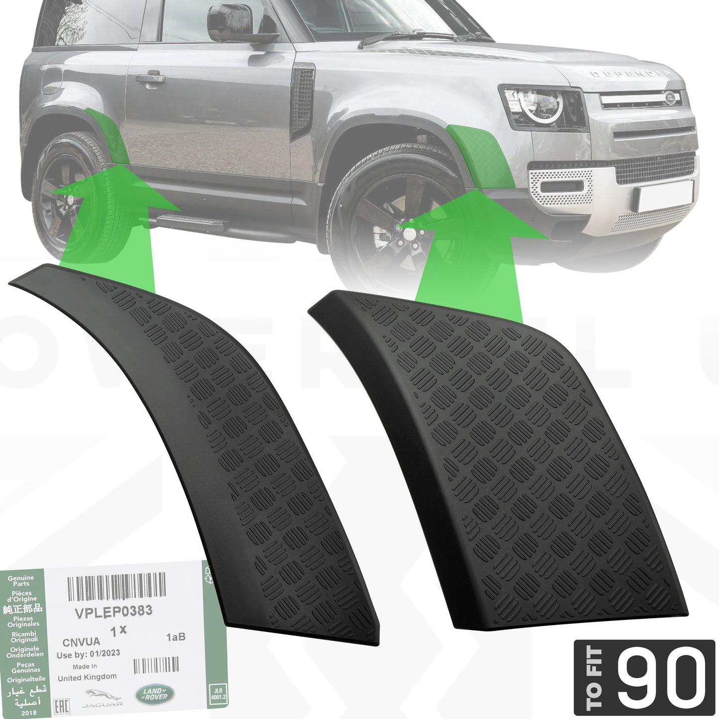 Chequer Plate Wheel Arch Trim Kit - Genuine - for Land Rover Defender L663 (90 model)