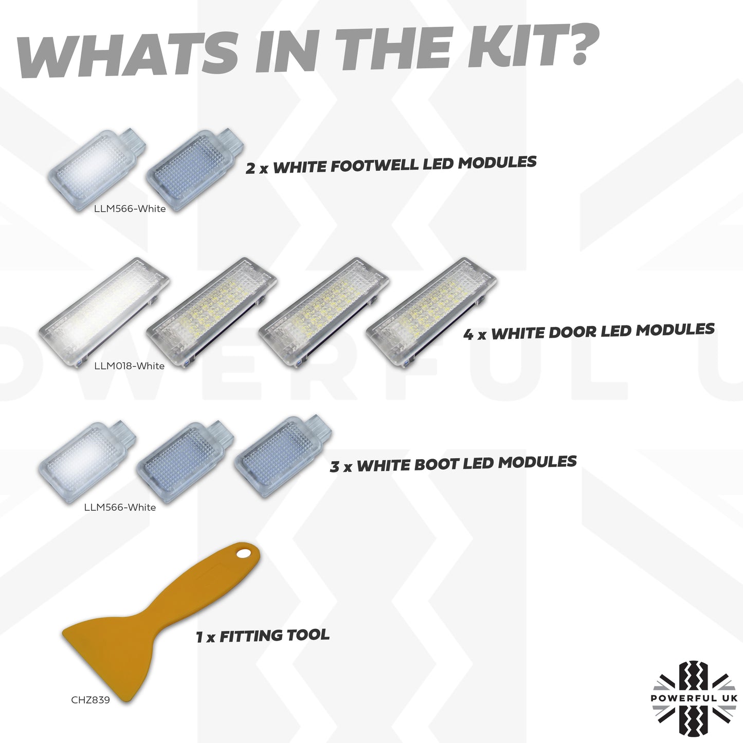 White LED Interior Light kit for Range Rover Sport L494