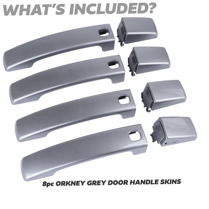 Door Handle 'Skins' for Land Rover Discovery 4 (with hole for button)  - Orkney Grey