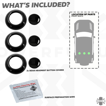 Rear Seat Headrest Button Covers for Land Rover Defender L663 - Gloss Black
