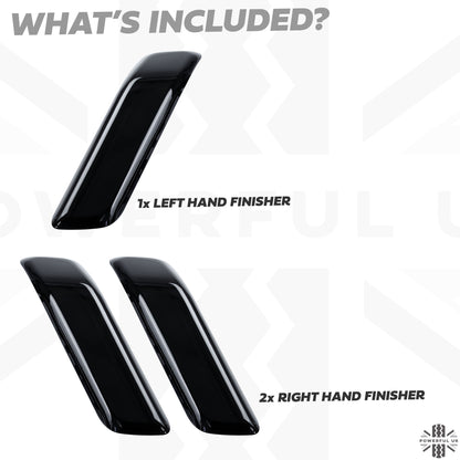 3pc Interior Door Pull Finishers in Gloss Black for Defender L663 110/130 - LHD