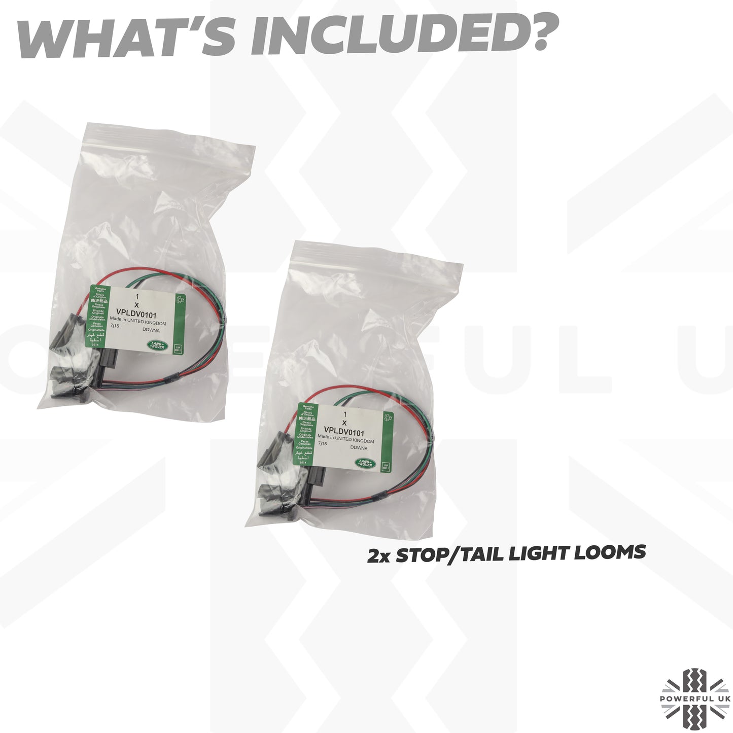 2x Stop/Tail Rear Light Loom for Land Rover Classic Defender (1994+)