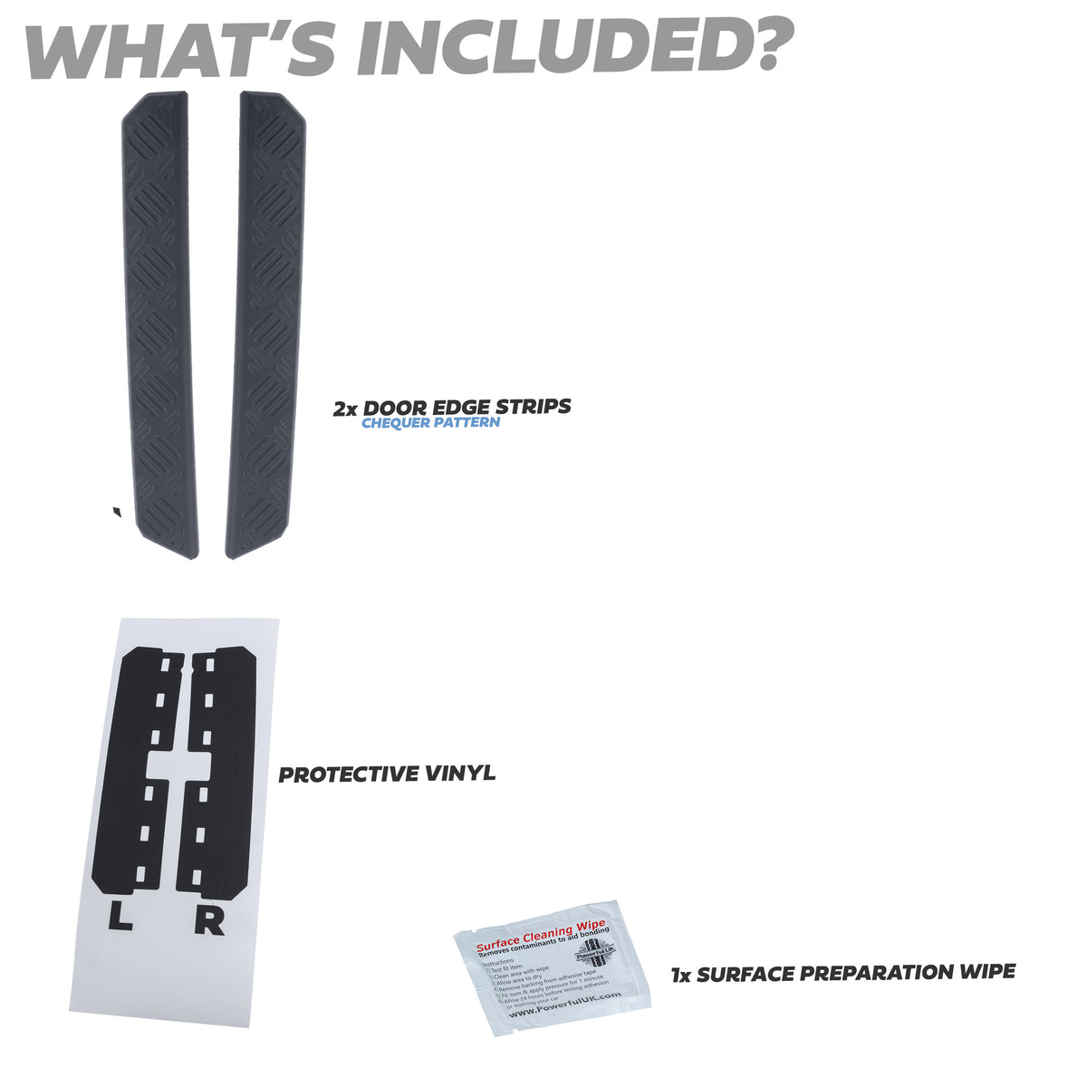 Door Edge Protection Strips for Land Rover Defender L663 90 - Chequer Pattern