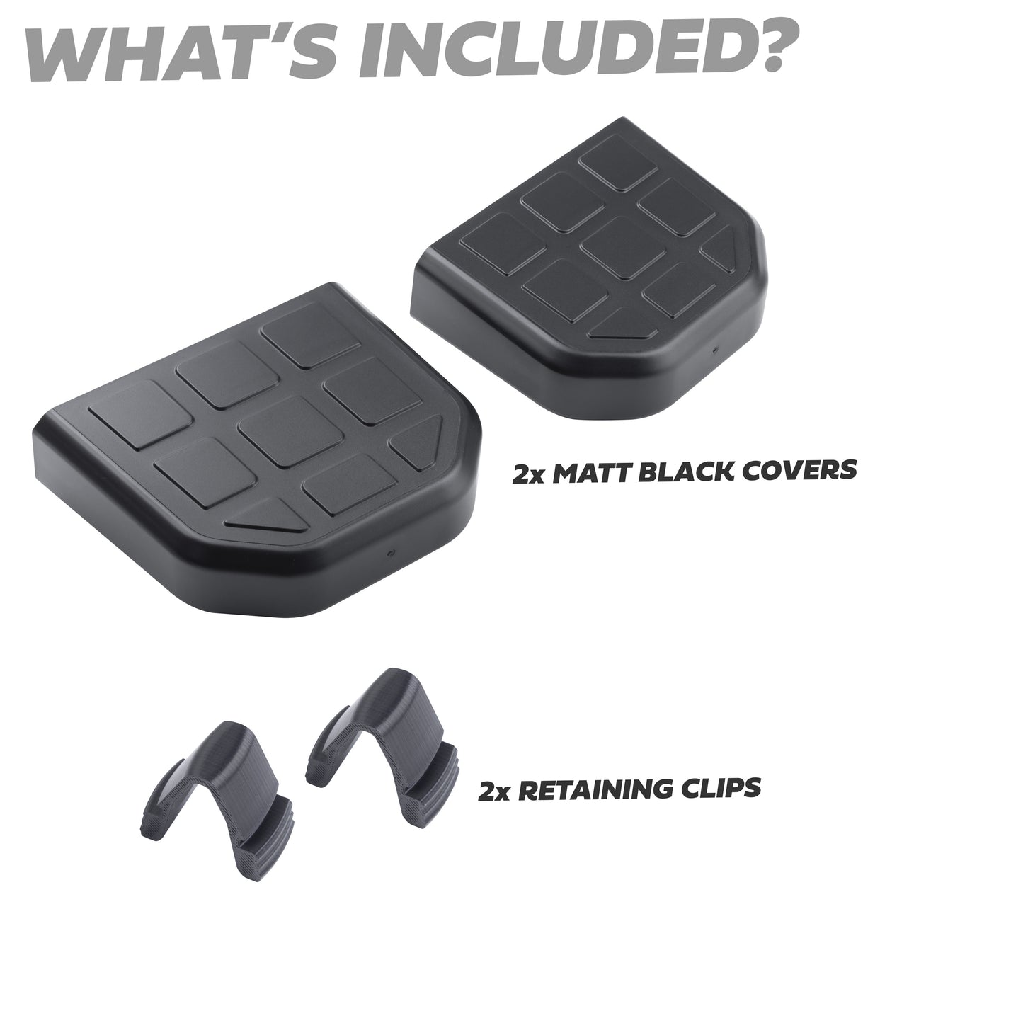 2x Tow Eye Covers for Land Rover Defender L663 - Square Patterned Top - Matt Black