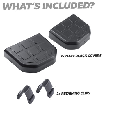 2x Tow Eye Covers for Land Rover Defender L663 - Square Patterned Top - Matt Black