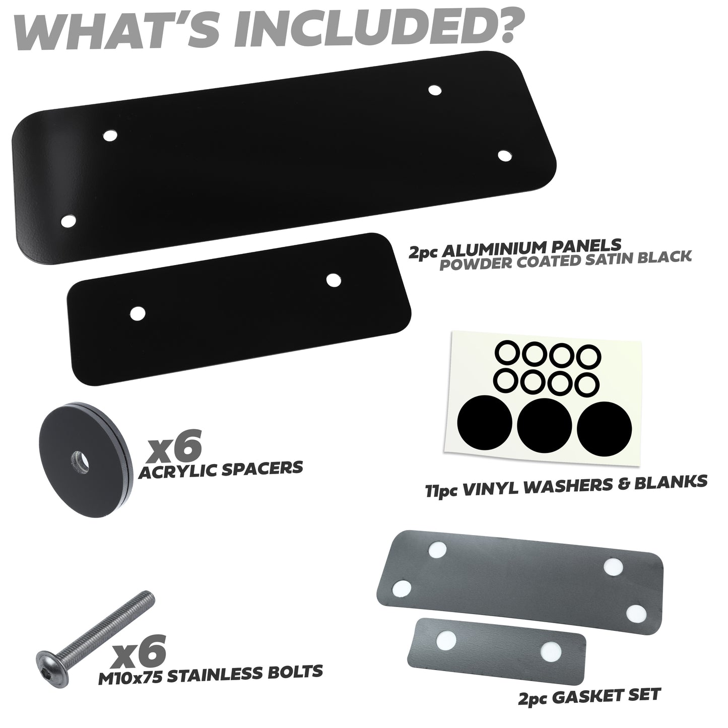 Spare Wheel Delete Kit for Land Rover Defender L663 (Aluminium Panel/Exposed Bolts) - Black