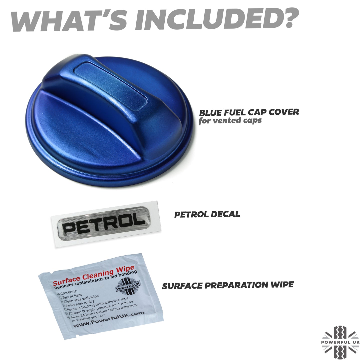 Fuel Filler Cap Cover for Range Rover Velar  - Petrol (Vented) - Blue