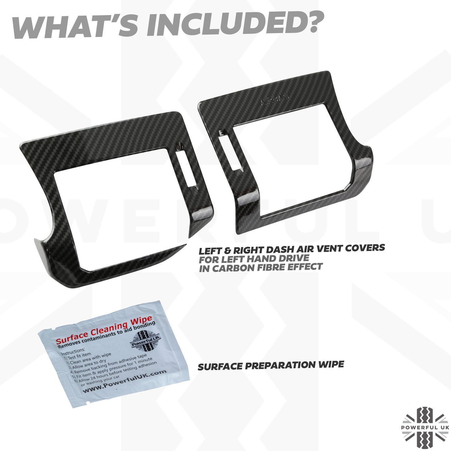 Dash End Air Vent Covers - Carbon Fibre Effect - for Land Rover Defender L663 - LHD