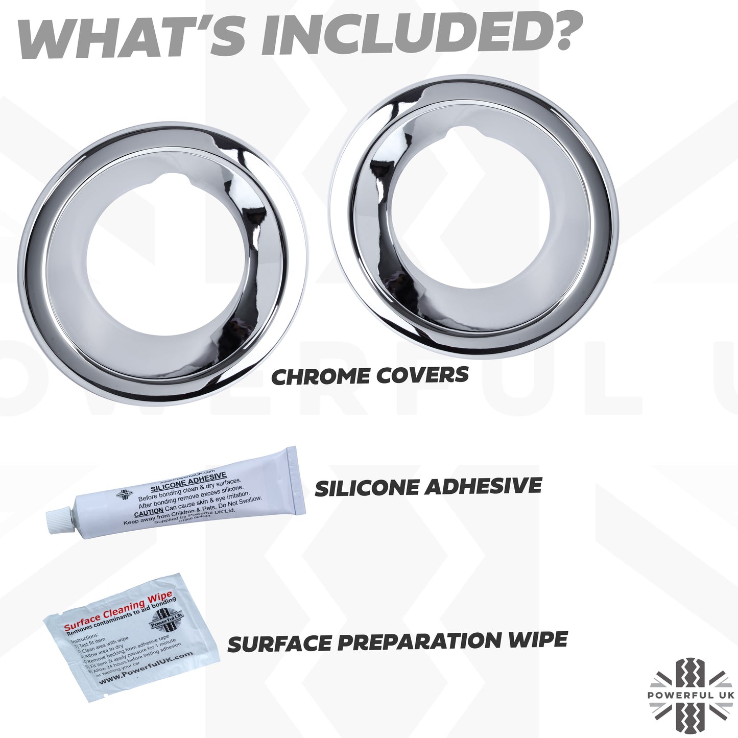 Fog Bezel COVERS for Land Rover Discovery 3 - Chrome