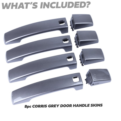 Door Handle 'Skins' for Land Rover Discovery 4 (with hole for button)  - Corris Grey