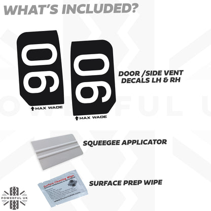 Door/Side Vent Decal Kit - '90' - Matte Black for Land Rover Defender L663