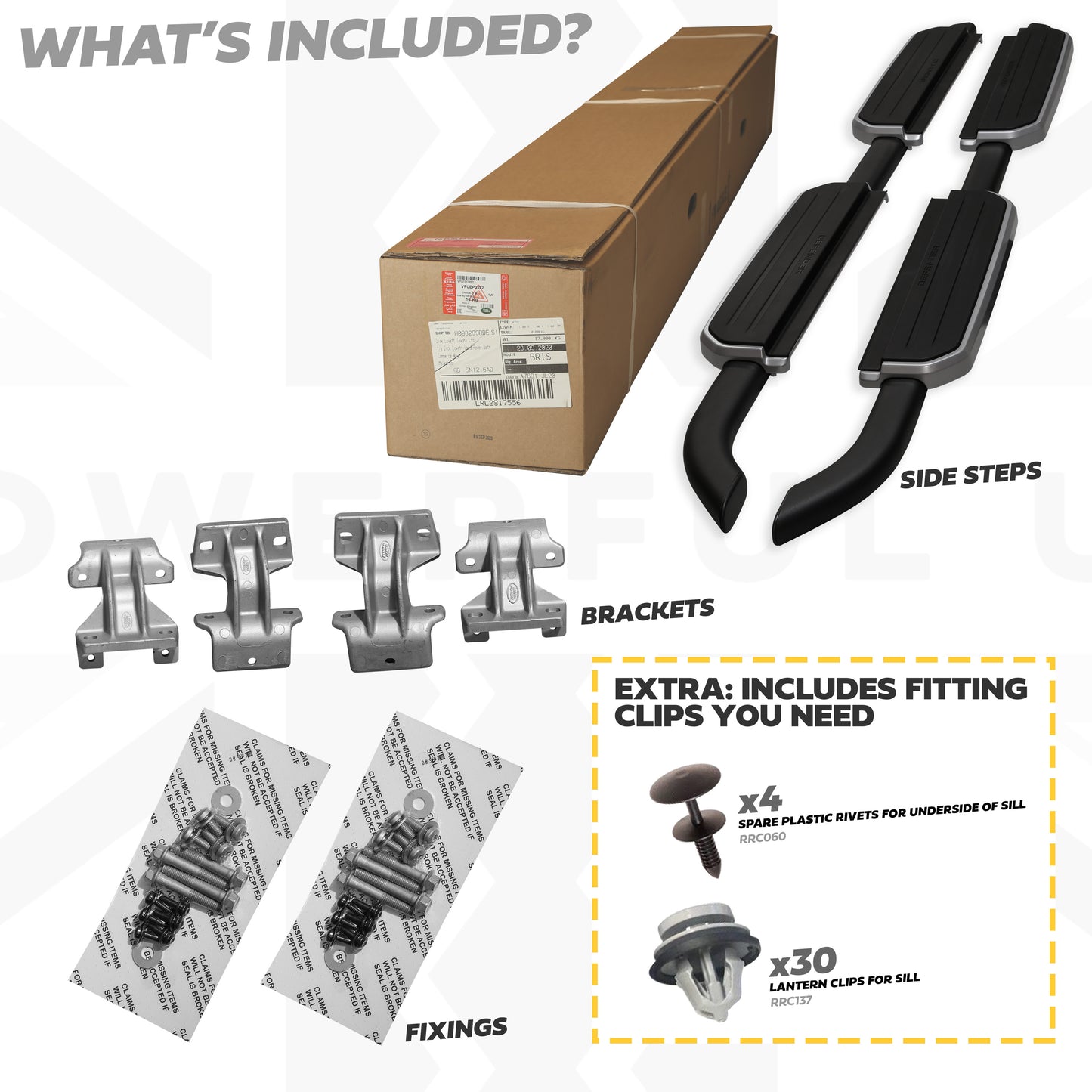 Fixed Side Steps (Genuine) + Extra Fitting Kit for Land Rover Defender L663 (110 Model)