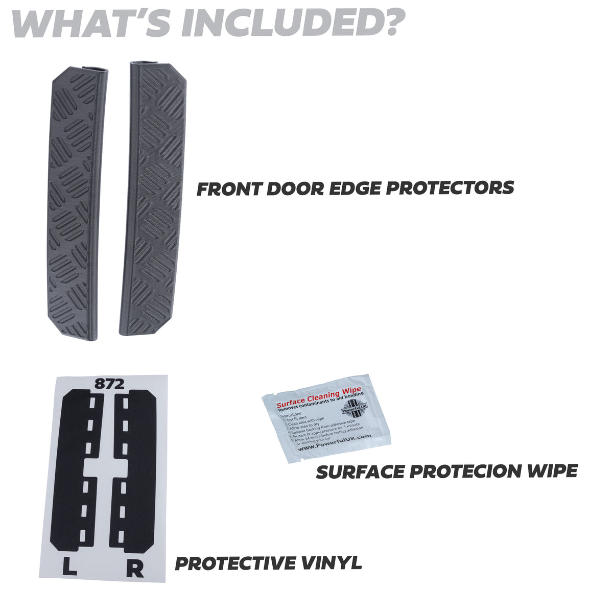 2pc Front Door Edge Protection Strips for Land Rover Discovery 3/4