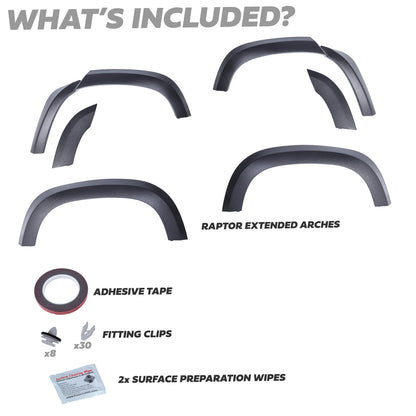 Extended Wheel Arch Set in Raptor Black for Land Rover Defender L663 (110 model)