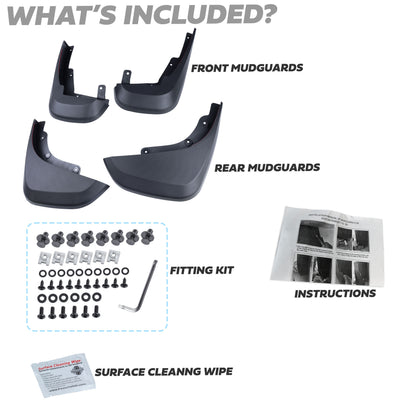 4pc Mudflap Kit 'Easy-Fit' for Land Rover Defender L663 (90/110)