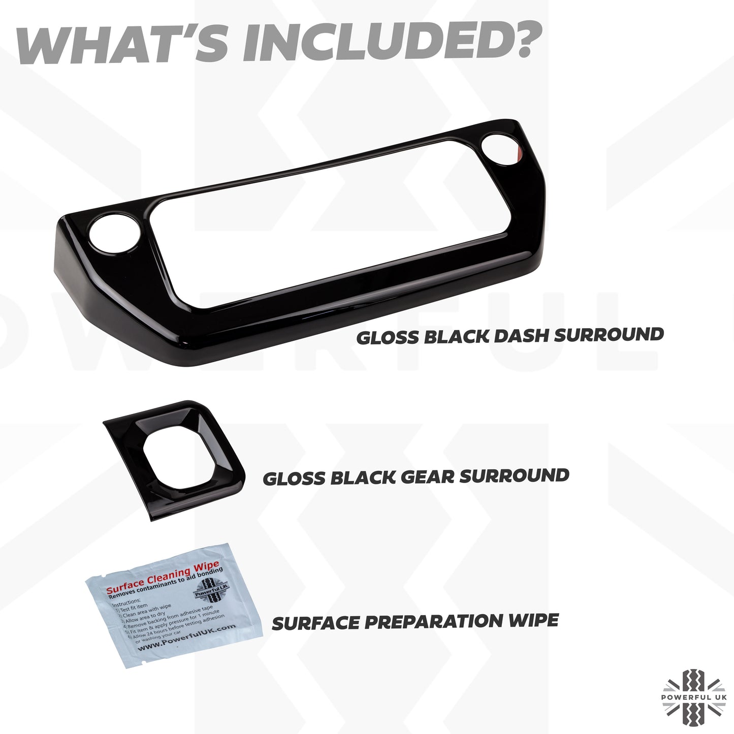 2pc Centre Console Dash Cover Kit in Gloss Black for Land Rover Defender L663