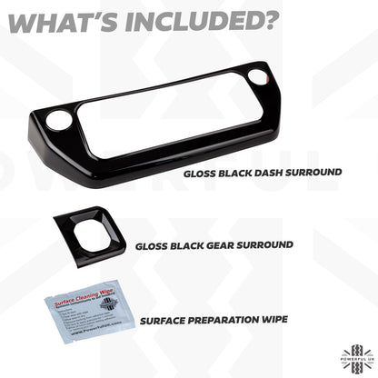 2pc Centre Console Dash Cover Kit in Gloss Black for Land Rover Defender L663