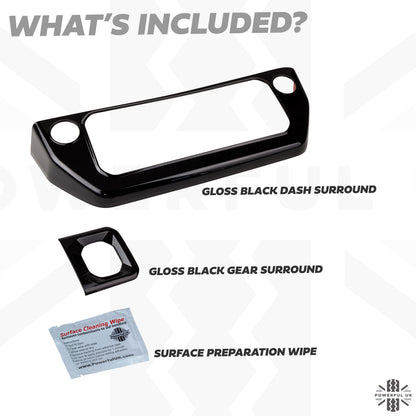 2pc Centre Console Dash Cover Kit in Gloss Black for Land Rover Defender L663