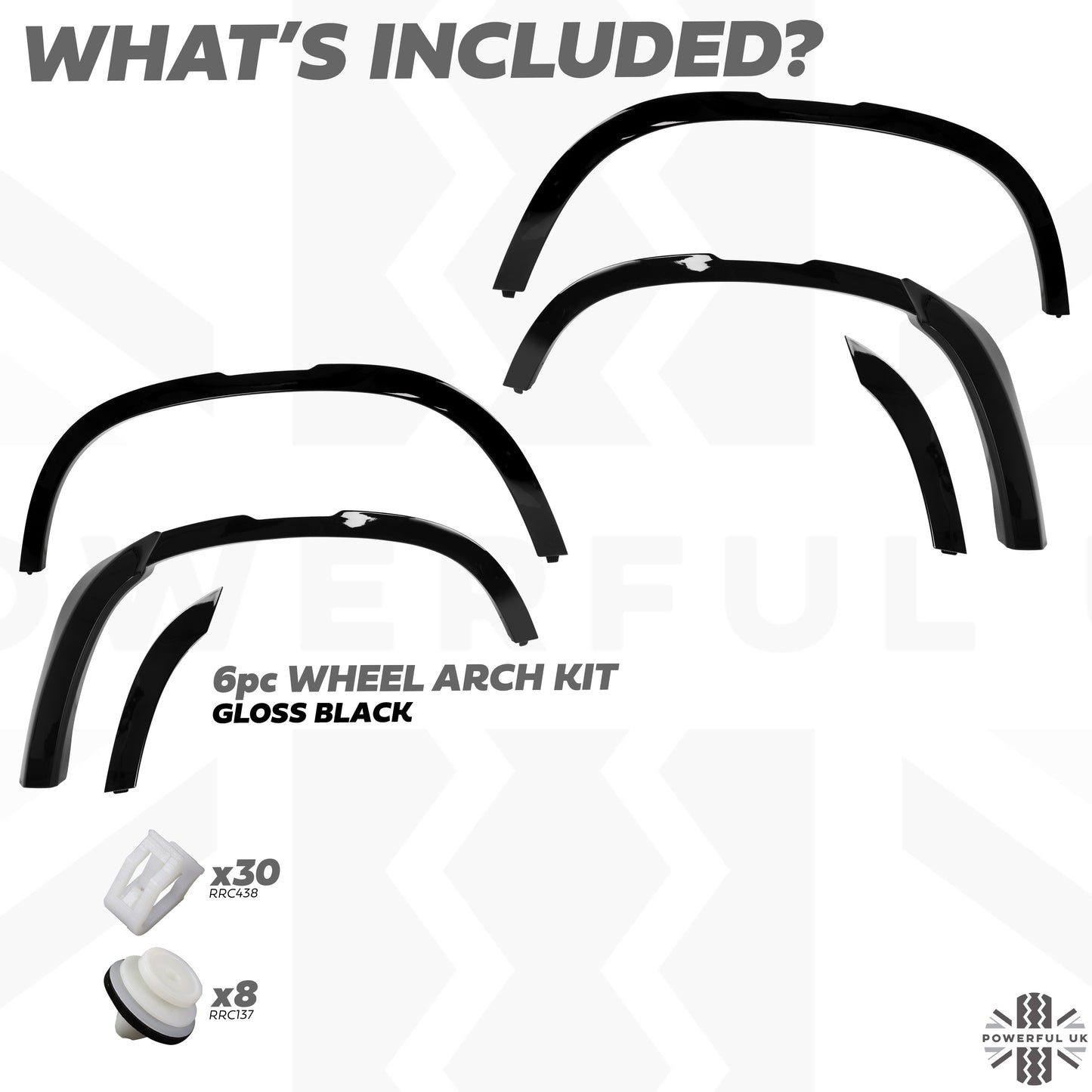 6pc Wheel Arch Kit for Land Rover Defender L663 - ROW - Gloss Black