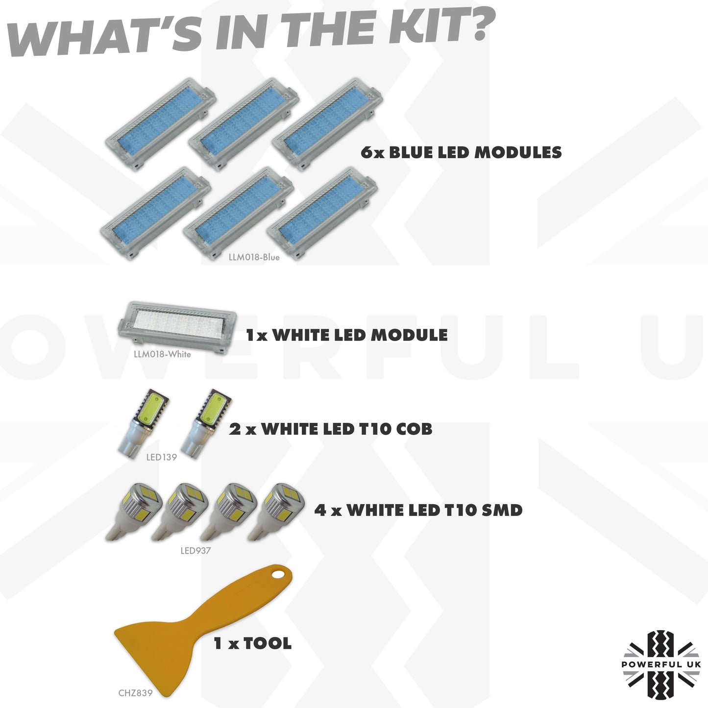 LED Interior Light Kit in White & Blue for Range Rover Sport (14pc) 2005-2013